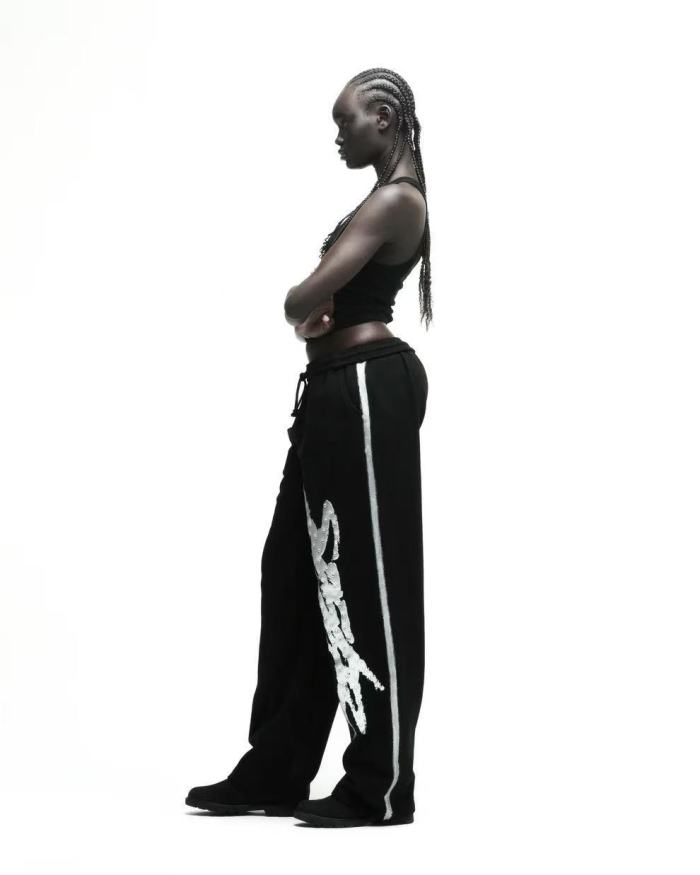 [Big & Tall for weights up to 220 lbs]1:1 quality version Silver Brush Rhinestone Black Hoodie & Pants Set 28893166