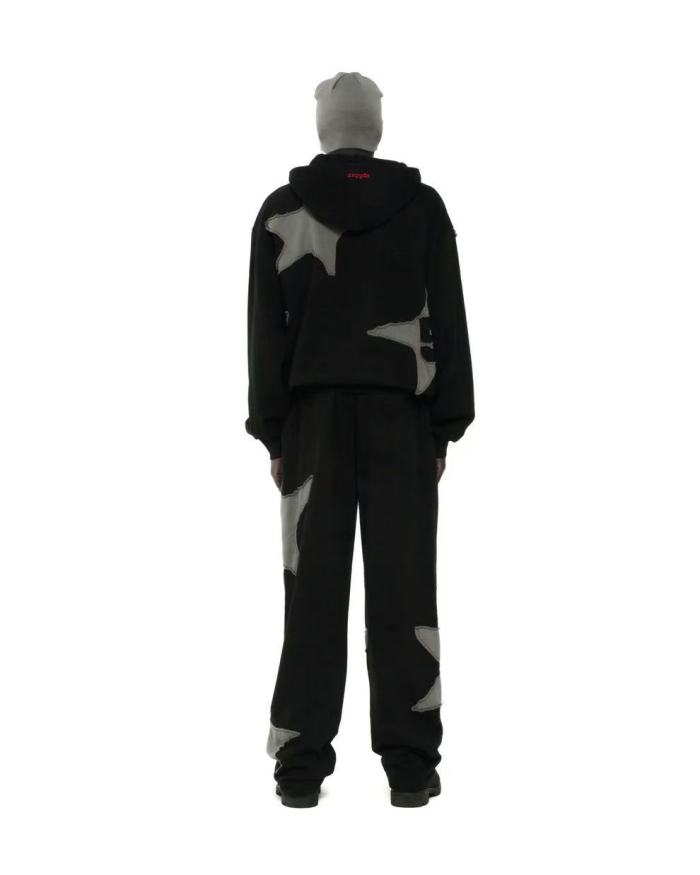 [Big & Tall for weights up to 220 lbs]1:1 quality version Grey Star Applique Zipper Hoodie & Pants Set 28893162
