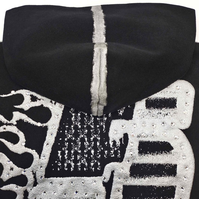 [Big & Tall for weights up to 220 lbs]1:1 quality version Silver Brush Rhinestone Black Hoodie & Pants Set 28893166