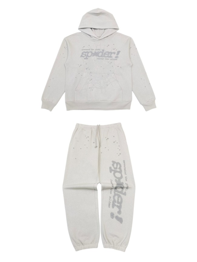 [Big & Tall for weights up to 220 lbs]1:1 quality version Grey Letter V2 Cloud Ash Hoodie & Pants Set 28893163