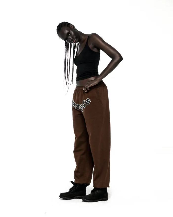 [Big & Tall for weights up to 220 lbs]1:1 quality version Rhinestone Black Letter V2 Brown Hoodie & Pants Set 28893165