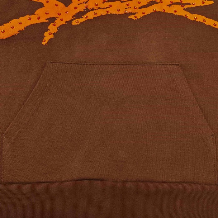 [Big & Tall for weights up to 220 lbs]1:1 quality version Orange Brush Rhinestone Brown Hoodie & Pants Set 28893164