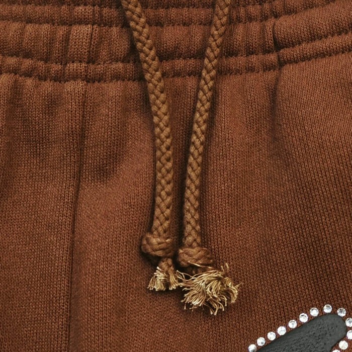 [Big & Tall for weights up to 220 lbs]1:1 quality version Rhinestone Black Letter V2 Brown Hoodie & Pants Set 28893165