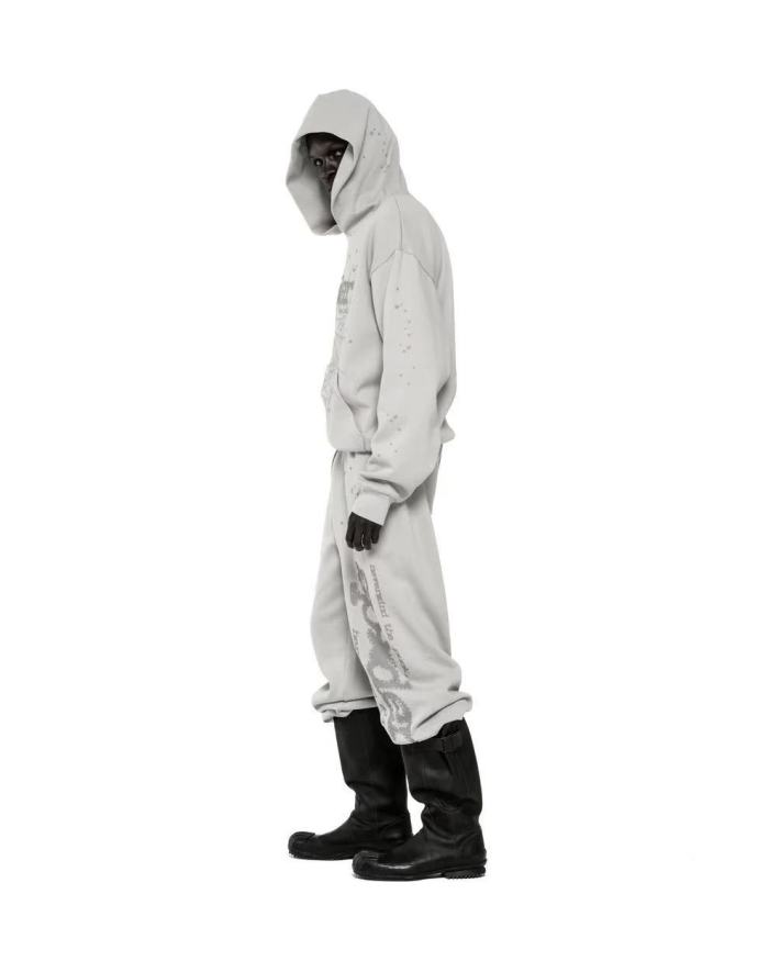 [Big & Tall for weights up to 220 lbs]1:1 quality version Grey Letter V2 Cloud Ash Hoodie & Pants Set 28893163