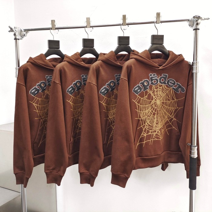 [Big & Tall for weights up to 220 lbs]1:1 quality version Rhinestone Black Letter V2 Brown Hoodie & Pants Set 28893165