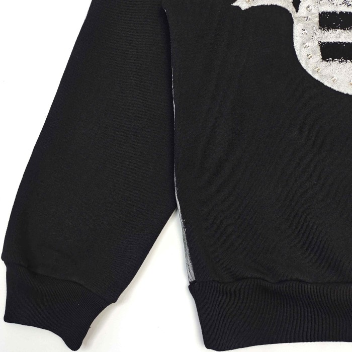 [Big & Tall for weights up to 220 lbs]1:1 quality version Silver Brush Rhinestone Black Hoodie & Pants Set 28893166