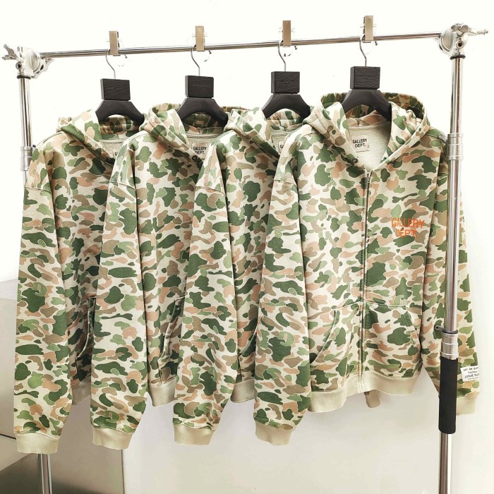 [Big & Tall for weights up to 260 lbs]1:1 quality version Leaf Camouflage Zipper Hoodie & Pants Set 28893167