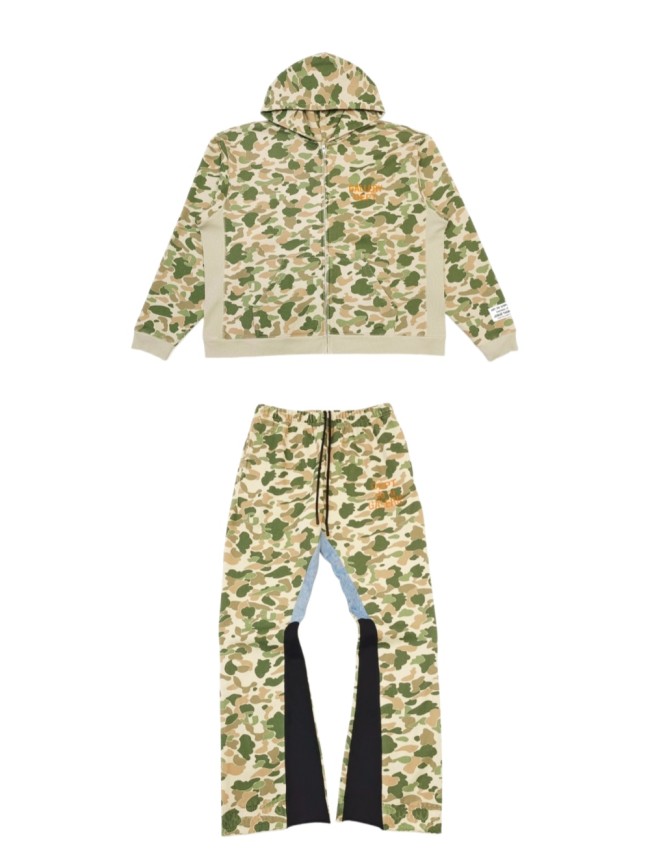 [Big & Tall for weights up to 260 lbs]1:1 quality version Leaf Camouflage Zipper Hoodie & Pants Set 28893167