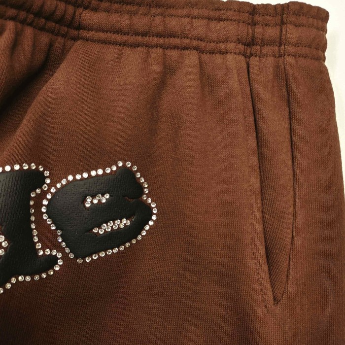 [Big & Tall for weights up to 220 lbs]1:1 quality version Rhinestone Black Letter V2 Brown Hoodie & Pants Set 28893165