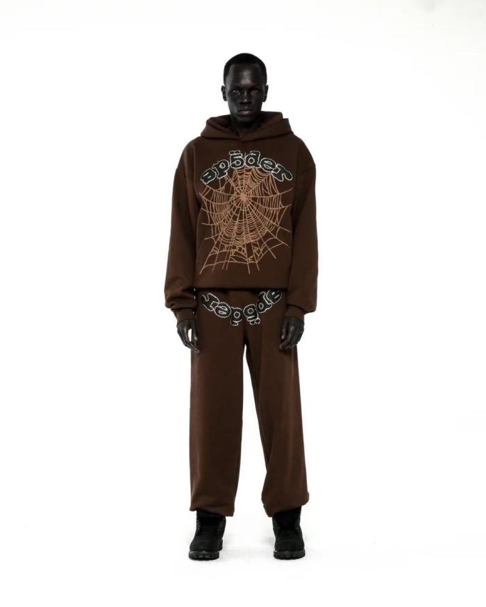 [Big & Tall for weights up to 220 lbs]1:1 quality version Rhinestone Black Letter V2 Brown Hoodie & Pants Set 28893165