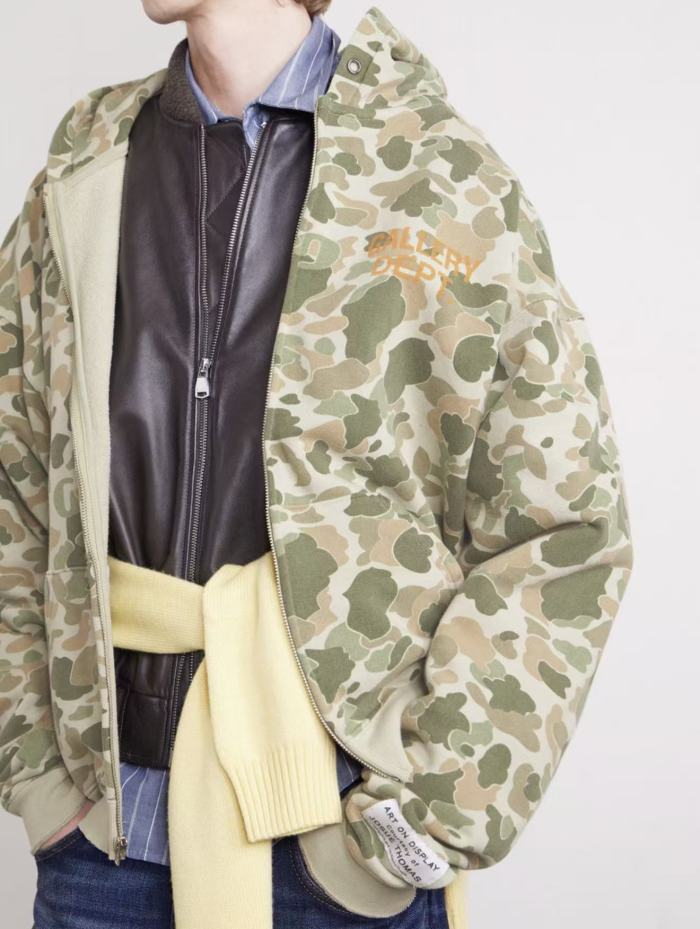 [Big & Tall for weights up to 260 lbs]1:1 quality version Leaf Camouflage Zipper Hoodie & Pants Set 28893167