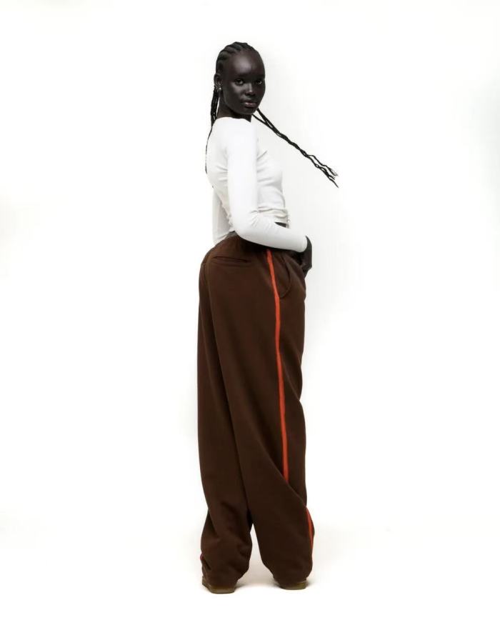 [Big & Tall for weights up to 220 lbs]1:1 quality version Orange Brush Rhinestone Brown Hoodie & Pants Set 28893164