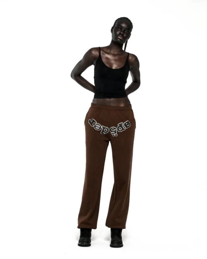 [Big & Tall for weights up to 220 lbs]1:1 quality version Rhinestone Black Letter V2 Brown Hoodie & Pants Set 28893165