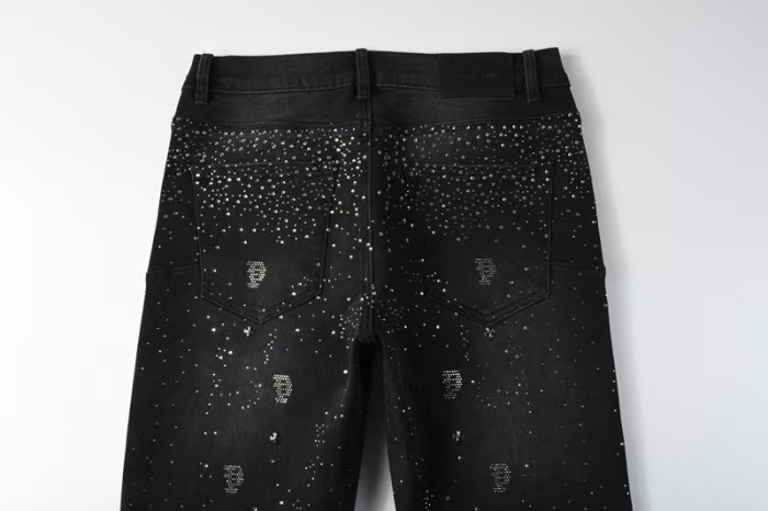 1:1 quality version Star Dot Cross P-Shape Rhinestone Jeans 28920257