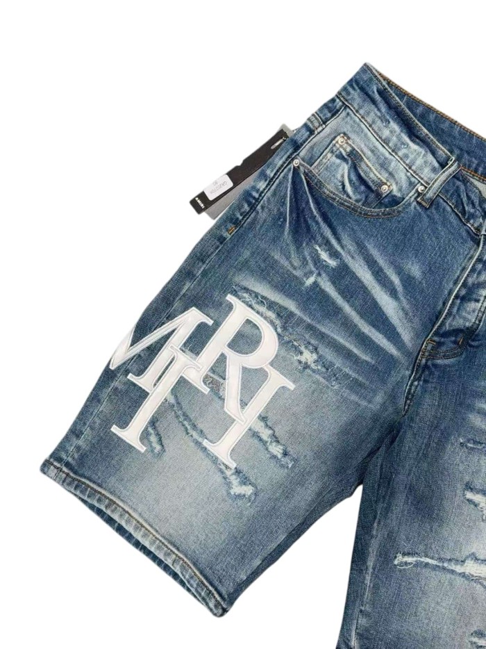1:1 quality version Classic White Logo Patch Denim Shorts 28920244