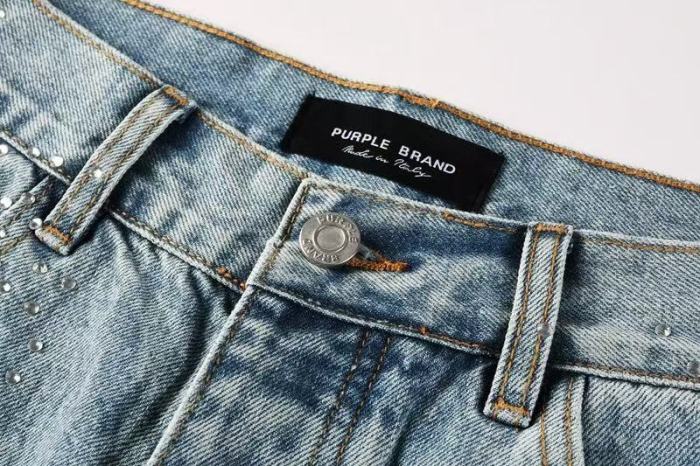 1:1 quality version Front Rhinestone Blue Denim Shorts 28920232