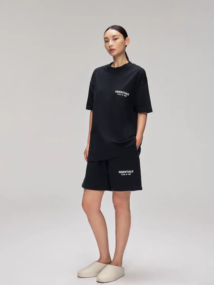 [Big & Tall for weights up to 220 lbs]1:1 quality version 3D Velvet Rubber Letter Print Tee & Shorts Set 2 colors 28917617