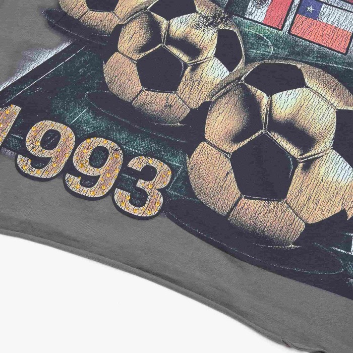 Football Distressed Rhinestone Print Washed Tee 28930932