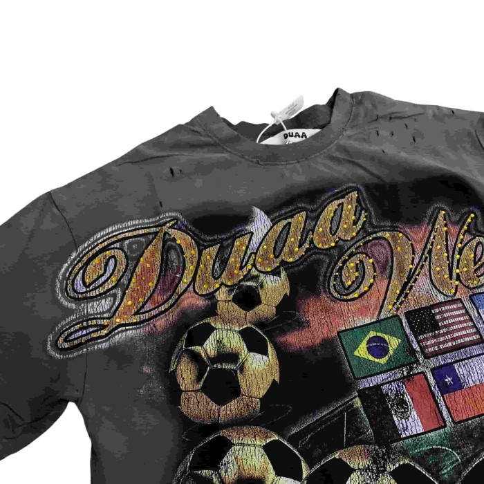 Football Distressed Rhinestone Print Washed Tee 28930932
