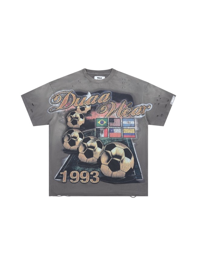 Football Distressed Rhinestone Print Washed Tee 28930932