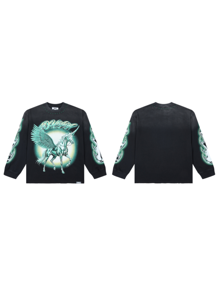 Latest Fashion Streetwear Rhinestone Long-Sleeve T-Shirt 28930897