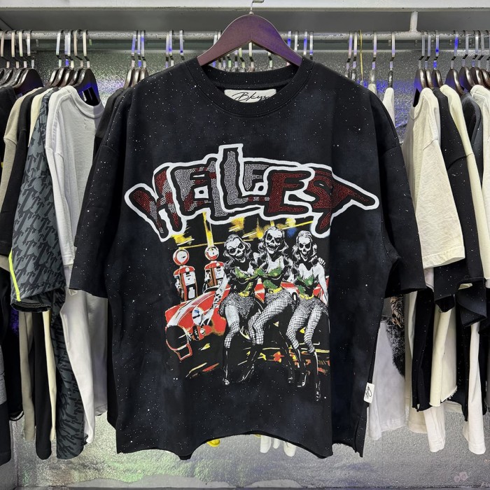 Vintage Rhinestone French Terry Print Washed Tee 6 colors 28929697