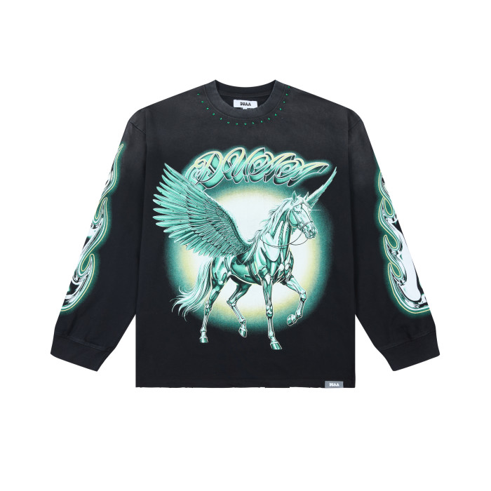 Latest Fashion Streetwear Rhinestone Long-Sleeve T-Shirt 28930897