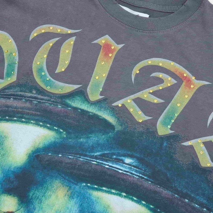 UFO Cowboy Rhinestone Print Washed Tee 28930931