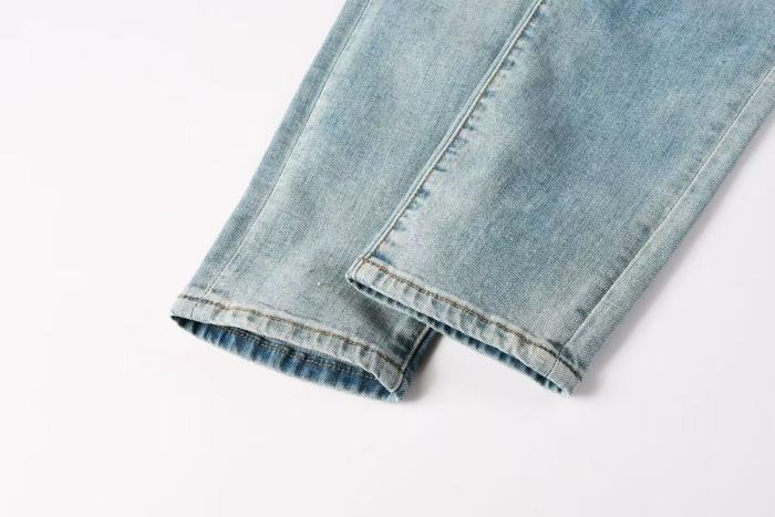 1:1 quality version Four-Pointed Star P Letter Yarn Embroidered Jeans 28963942