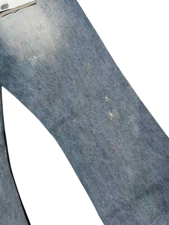 1:1 quality version Four-pointed Star Tiny Rhinestone Jeans 2 colors 28883214