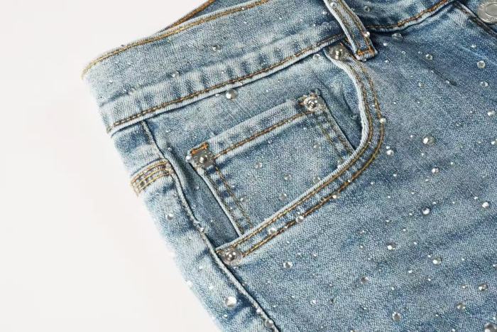 1:1 quality version Starry Sky Rhinestone Slim Fit Jeans 28963941