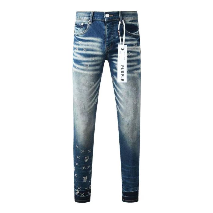 1:1 quality version  Star Rhinestone Cross Pattern Stacked Washed Jeans 28972585