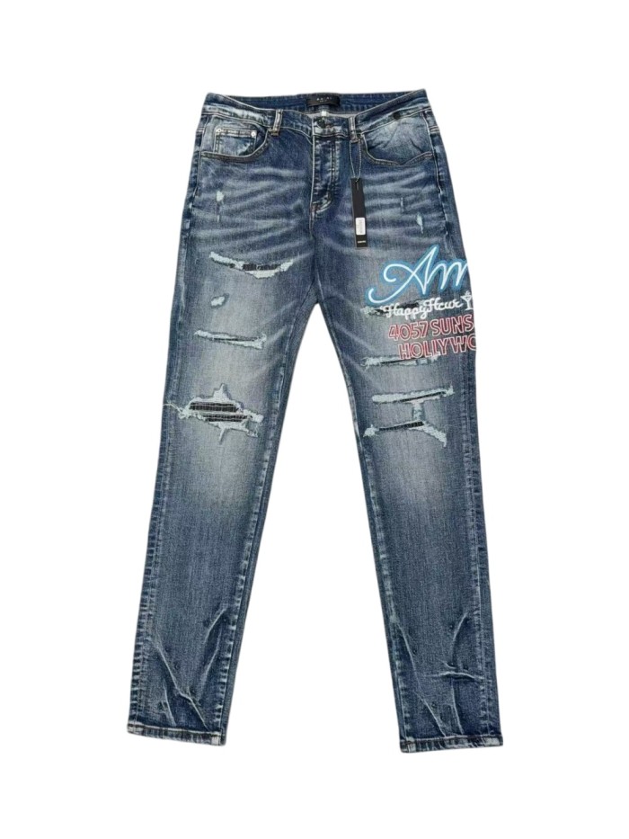 1:1 quality version Heavy Destroy Hollywood Embroidered Jeans 28972421