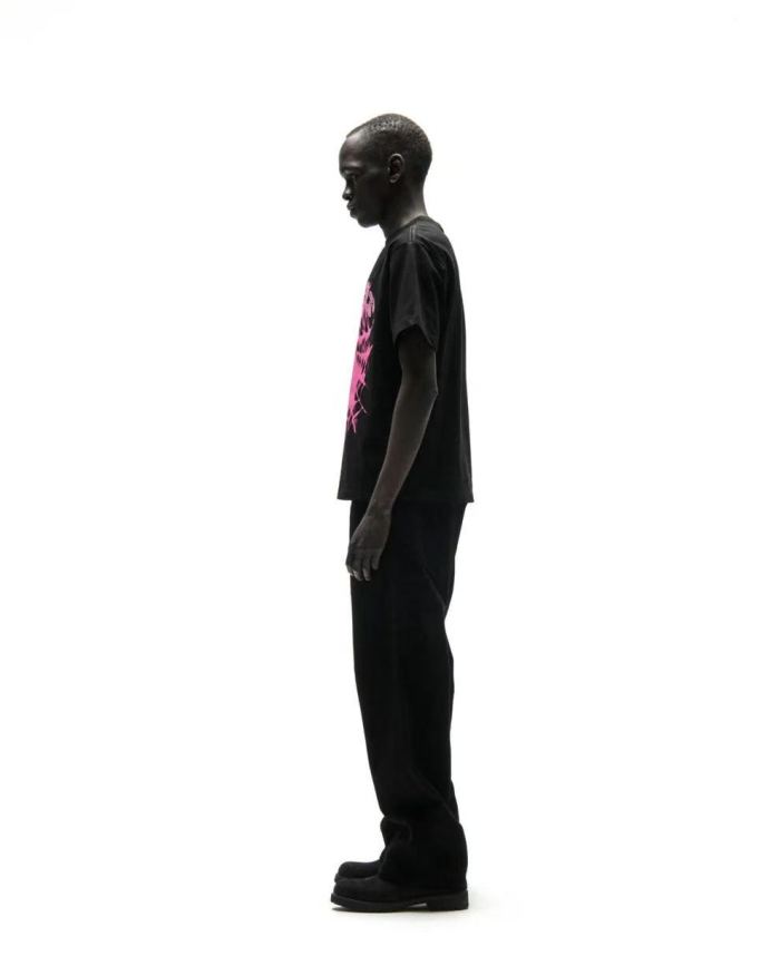[Big & Tall for weights up to 220 lbs]1:1 quality version Rhinestone Pink Letter Pink Mesh Print Tee 28971639