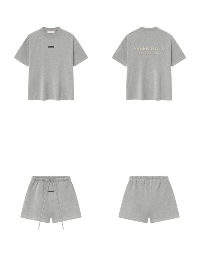 [Big & Tall for weights up to 220 lbs]1:1 quality version 3D Metal Brushed Logo Print Tee & Shorts Set 6 colors 28971502