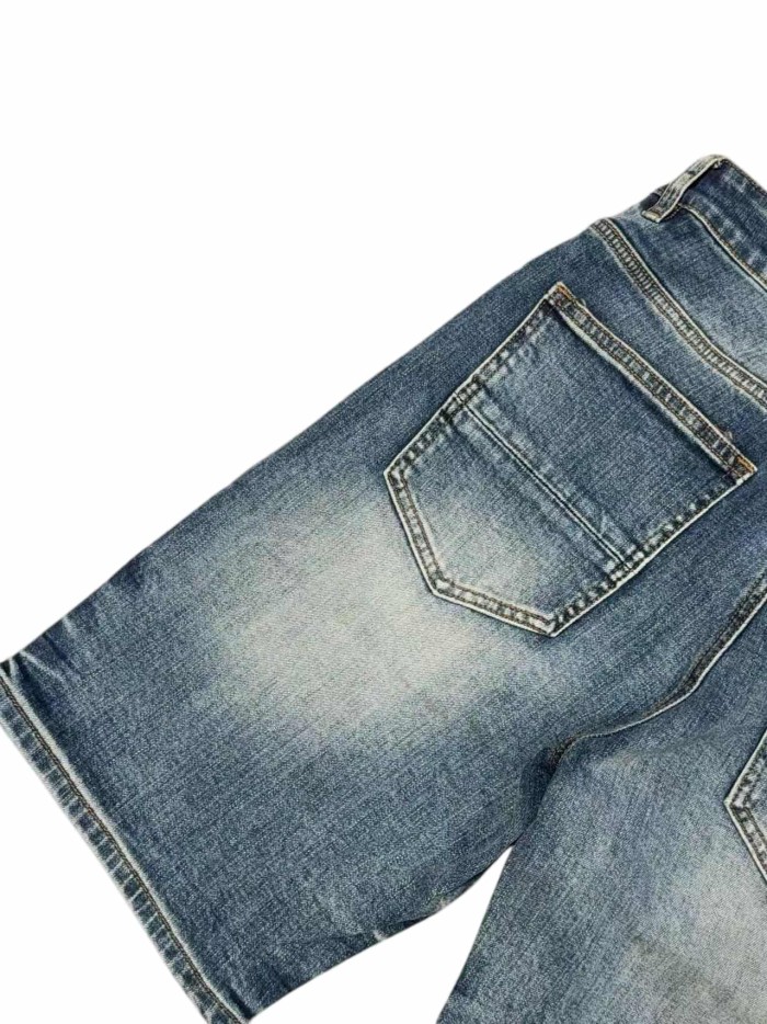 1:1 quality version Hollywood 3D Letter Embroidered Denim Shorts 28972417