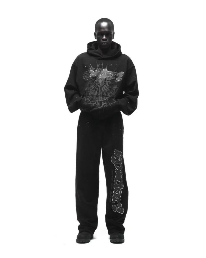 [Big & Tall for weights up to 220 lbs]1:1 quality version Black Letter With Rhinestone V2 Print Hoodie & Pants Set 28971641