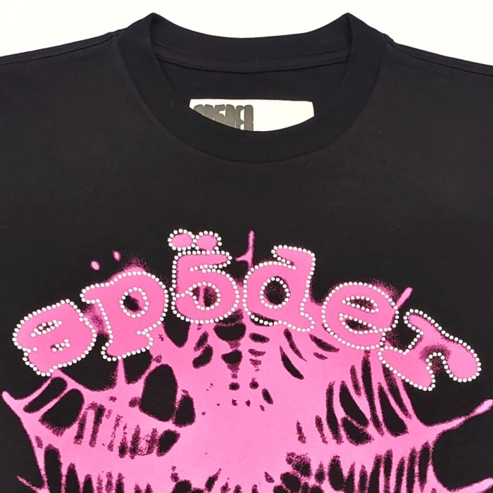 [Big & Tall for weights up to 220 lbs]1:1 quality version Rhinestone Pink Letter Pink Mesh Print Tee 28971639