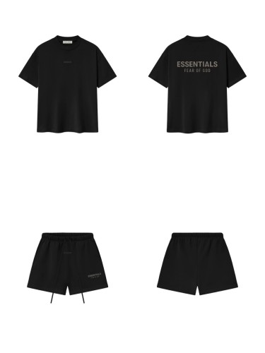 [Big & Tall for weights up to 220 lbs]1:1 quality version 3D Metal Brushed Logo Print Tee & Shorts Set 6 colors 28971502