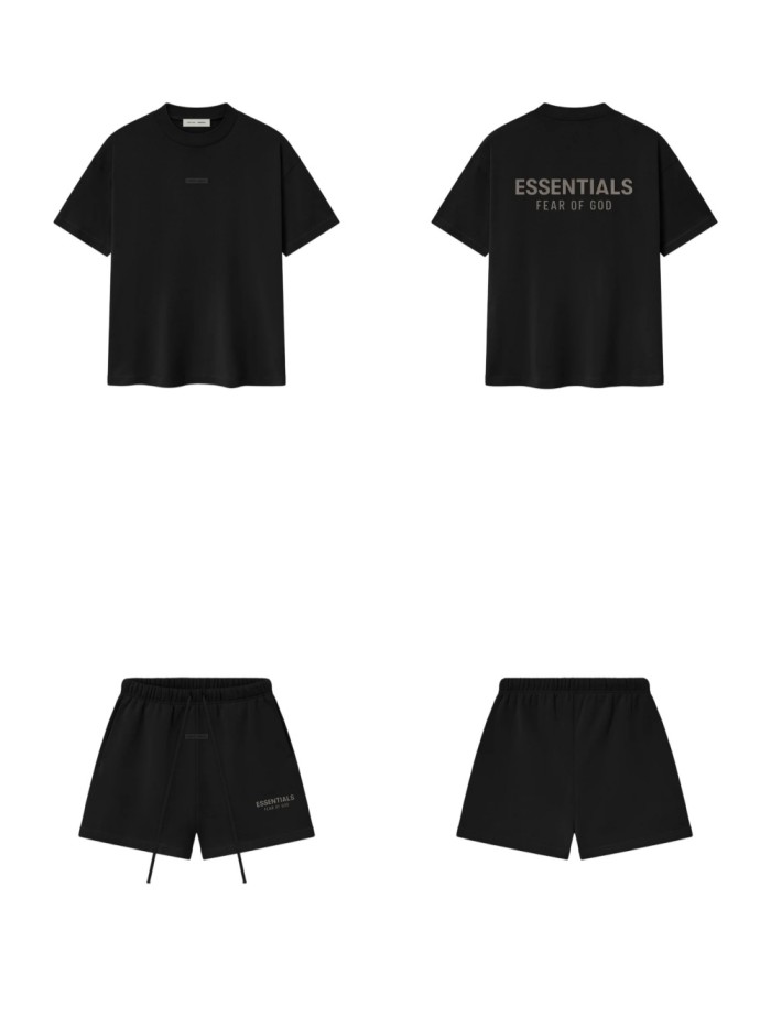 [Big & Tall for weights up to 220 lbs]1:1 quality version 3D Metal Brushed Logo Print Tee & Shorts Set 6 colors 28971502
