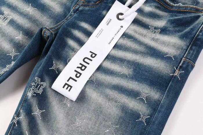 1:1 quality version  Star Rhinestone Cross Pattern Stacked Washed Jeans 28972585