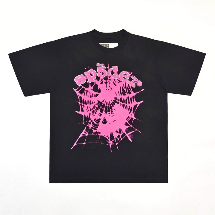 [Big & Tall for weights up to 220 lbs]1:1 quality version Rhinestone Pink Letter Pink Mesh Print Tee 28971639