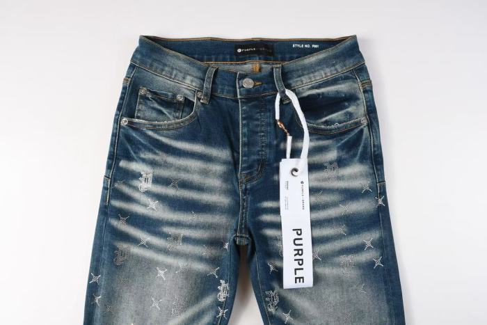 1:1 quality version  Star Rhinestone Cross Pattern Stacked Washed Jeans 28972585