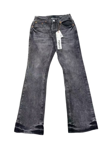 1:1 quality version Ash Gray Cross Pattern Embroidered Slightly Flared Jeans 28972587