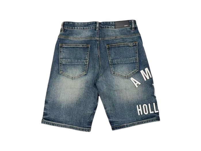 1:1 quality version Hollywood 3D Letter Embroidered Denim Shorts 28972417