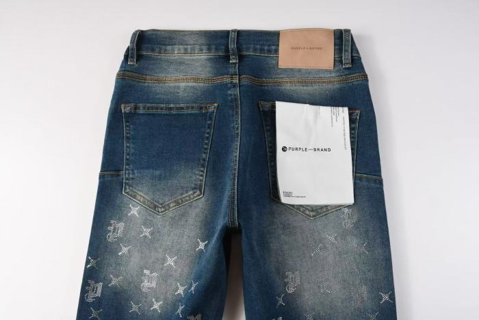 1:1 quality version  Star Rhinestone Cross Pattern Stacked Washed Jeans 28972585