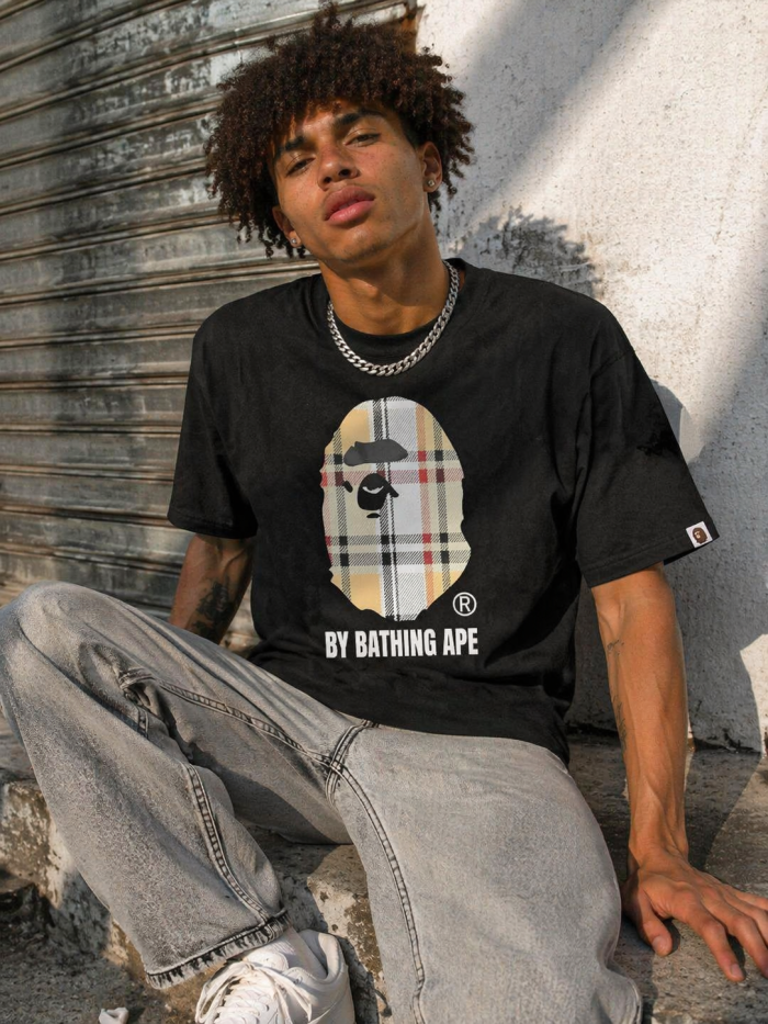 1:1 quality version Checkered Letter Print Tee 2 colors 28746619