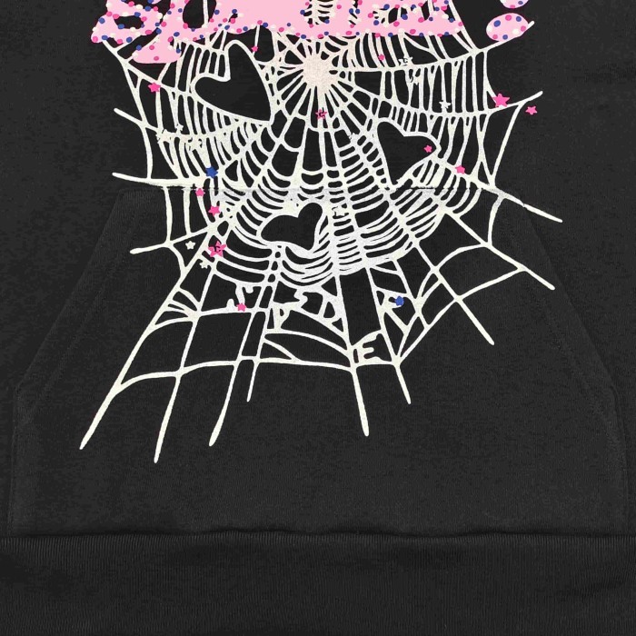 [Big & Tall for weights up to 220 lbs]1:1 quality version Pink Letters and White Mesh Black Print Hoodie & Pants Set 28971642