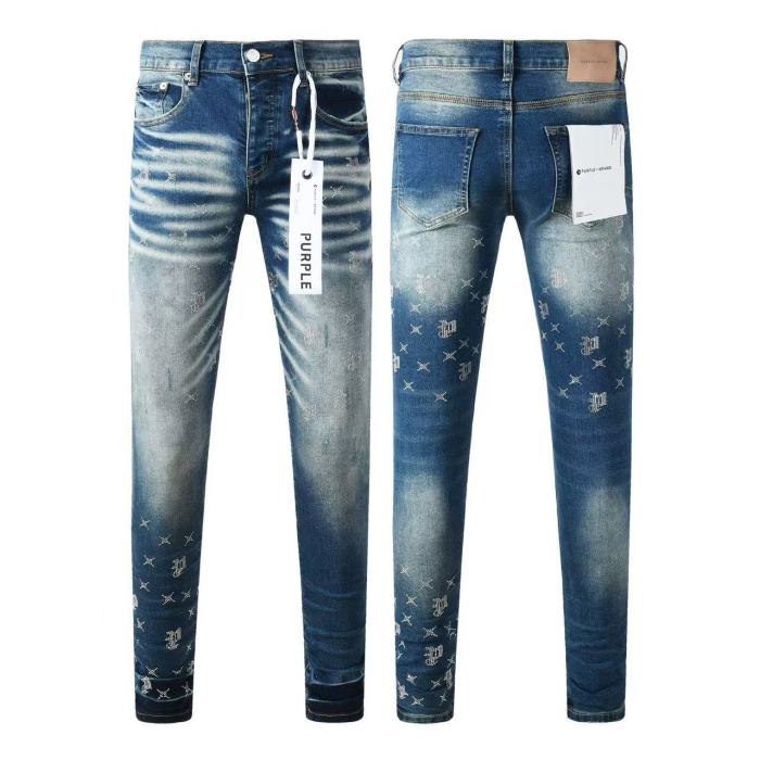 1:1 quality version  Star Rhinestone Cross Pattern Stacked Washed Jeans 28972585