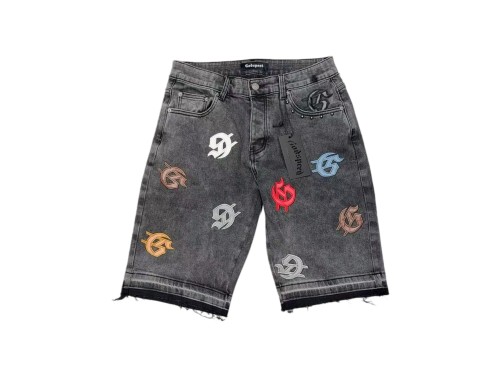 1:1 quality version Leather G Logo Embroidered Frayed Edge Washed Denim Shorts 3 colors 28972576